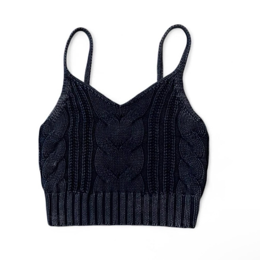 Women's Navy  Knit Crop Top
